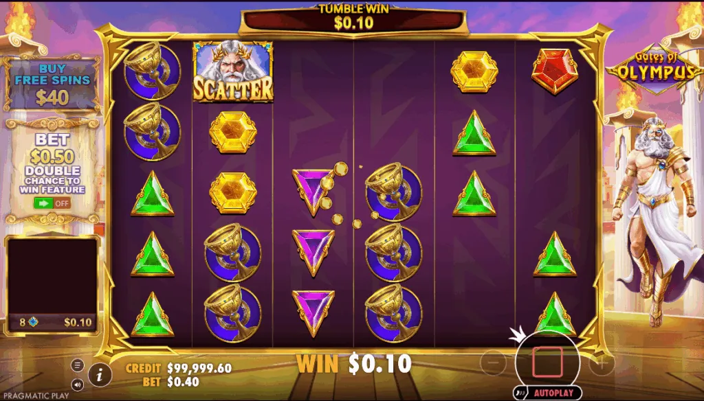 Gates of Olympus game-interface en bedieningselementen
