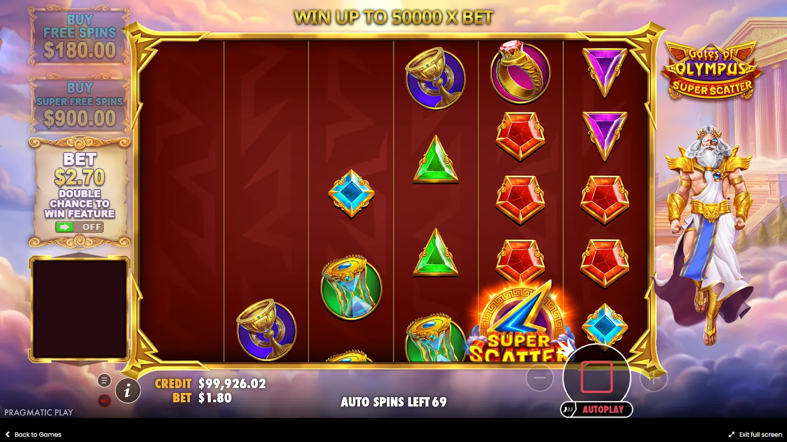 Gates of Olympus Super Scatter speciale symbolen