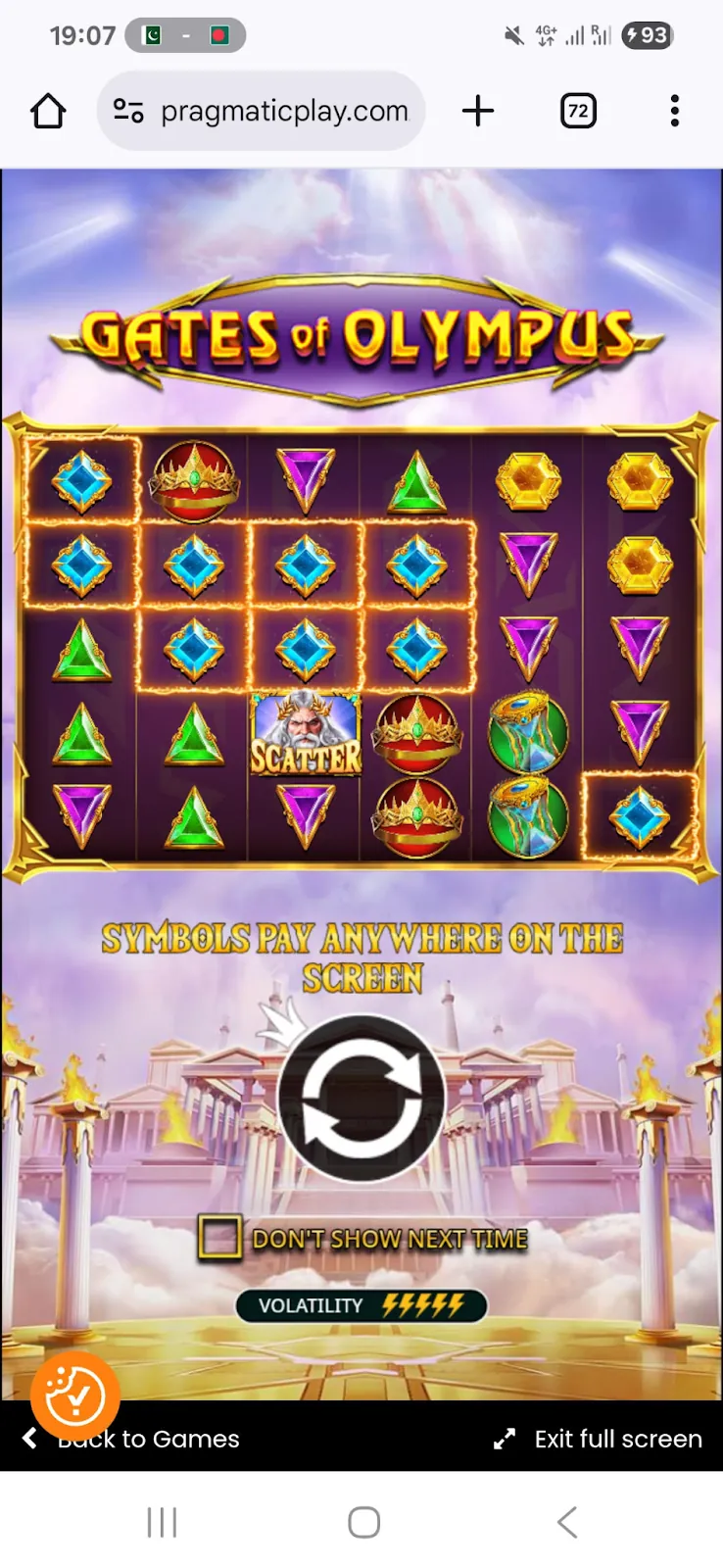Gates of Olympus mobiel gamen op smartphone